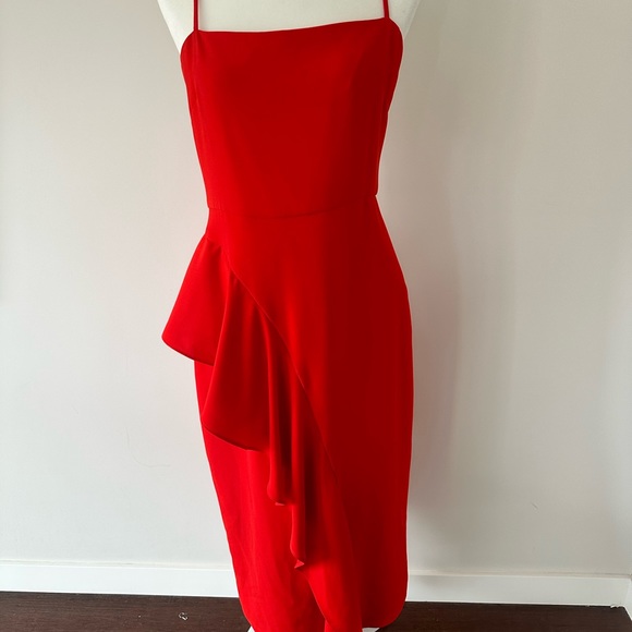 Lovers + Friends Cleo Red Ruffle Midi Dress - Picture 2 of 9